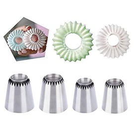 RoseFlower 4 PCS Large Piping Tips Set - Grade Stainless Steel Big Piping Nozzles Kit for Pastry Cupcakes Cakes Cookies Decorating Supplies Baking Set #1