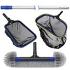 Poolvio 5-in-1 Pool Cleaning Kit - Includes Semi-Deep Skimmer Net,