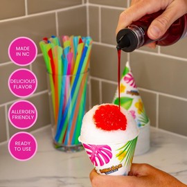 Hawaiian Shaved Ice 6 Syrup Assortment - Cherry, Grape, Blue Raspberry, Tiger's Blood, Lemon-Lime, Pina Colada - 90+ Servings - No Refrigeration - 32 oz bottles