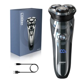 LOBINH Electric Shaver for Men, 100% Washable Rechargeable Waterproof Electric Razor Wet & Dry Shaving with Pop-up Trimmer, 1 Hour Fast Charging, 4D Floating Head, LCD Power Indicator
