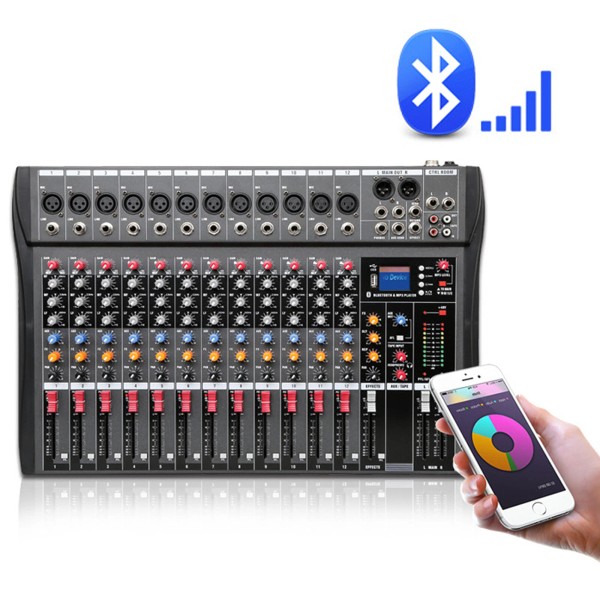 Unbranded 12 Channel Audio Mixer Bluetooth USB DJ Sound Mixing