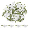 sourcing map 50pcs White Ribbon Roses 5/8" x1-3/16 Mini Roses