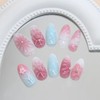 24Pcs Cute Flower Press on Nails Medium Almond Fake Nails