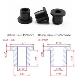 25 pcs 3/8" Drill Hole，3/16" ID black Silicone Top hat rubber grommets for Wiring，Automotive，Firewall，Hole Plug，Desk，Screw，Water and Gas pipe，Drain，House Siding，Cable Bushing，Glass，Wire plug