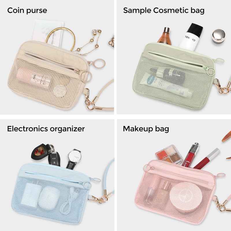 GIVLEFLY 2PCS Mini Mesh Pouch Set for Women, Small Pouch