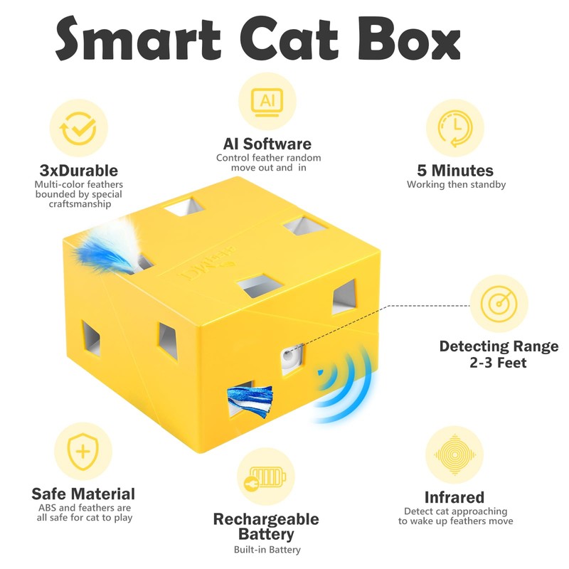 Migipaws Automatic MigiBox Plus Cat Toys 3 n1 Interactive Pounce