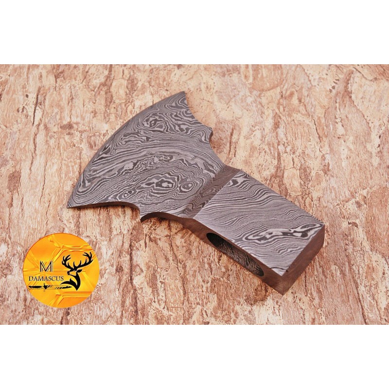 M DAMASCUS CUSTOM MADE FORGED DAMASCUS STEEL AXE HEAD HATCHET