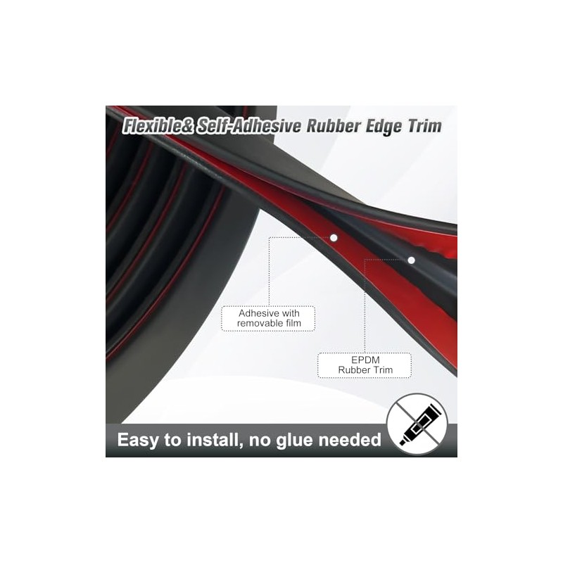 Protalwell Borde de Goma Autoadhesivo Canal U EPDM 1/16", 0-3/32",