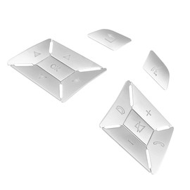 X AUTOHAUX Car Steering Wheel Button Sticker Cover Silver Tone