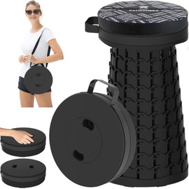 TAIWANBED 2026 Upgraded 45cm Collapsible Stool with Cushion, Maximum Loading 440 Pounds, Portable and Lightweight Adjustable Seat, Camping Retractable Stool for Outdoor Camping, Fishing, Hiking, BBQ