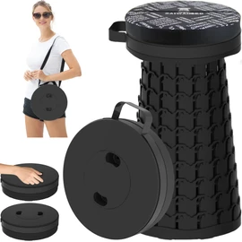 TAIWANBED 2026 Upgraded 45cm Collapsible Stool with Cushion, Maximum Loading 440 Pounds, Portable and Lightweight Adjustable Seat, Camping Retractable Stool for Outdoor Camping, Fishing, Hiking, BBQ