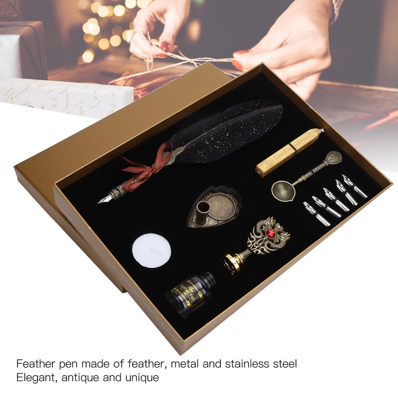 Quill Dip Pen Set Vintage Feather Fountain Pen Student Writing