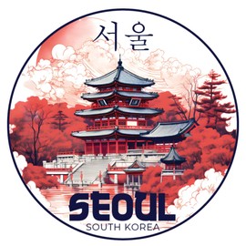 Seoul South Korea Design B Souvenir Decorative Flat Magnet 4-Inch
