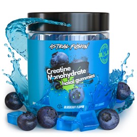 ASTRAL FUSION Creatine Monohydrate Gummies 5000mg – Sugar-Free, Vegan, Plant-Based, Promotes Muscle Growth, Strength & Recovery – Blueberry – 60 Count