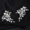 Teyglen 2pcs Silver Pearl Crystal Hair Barrette Bridal Rhinestone Hair