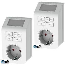 GAO EMT709 Digital Timer with 16 Programmes, Double Pack, 3680 W, Electronic Weekly Timer TÜV/GS Mark, Countdown Timer, Random Switch, Touch Protection