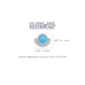 Silvershake 4MM Genuine Round Shape Arizona American Turquoise White Gold Plated 925 Sterling Silver Minimalist Half Circle Trendy Chic Stud Earrings December Gemstone Birthstone Jewelry for Women,