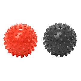 Set of 2 massage balls - diameter 7.5 cm - fitness - gymnastics - sports - with pads - anti-stress - muscle tension - feet - hands - neck - back - arms - sports - pilates, Unisex, red/black