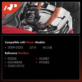 A-Premium - Bujía de iridio compatible con Nissan GT-R GTR 2009-2020, 3.8L, paquete de 6