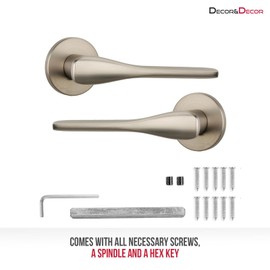 Decoranddecor Satin Nickel Door Handles – Aluminium Silver Round Rose Internal Door Handles for Bedrooms & Bathroom | Verita Range