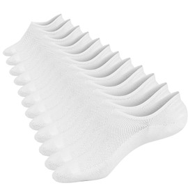 Mottee&Zconia Mens Low Cut No Show Casual Comfy Non-Slip Cotton Socks 6 pack White Size 8-11