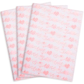 MR FIVE - 60 hojas de papel de seda rosa a granel, 14 x 20 pulgadas, blanco con corazón rosa para bolsas de regalo, papel de seda rosa para cumpleaños, día de San Valentín, día de la madre, bodas