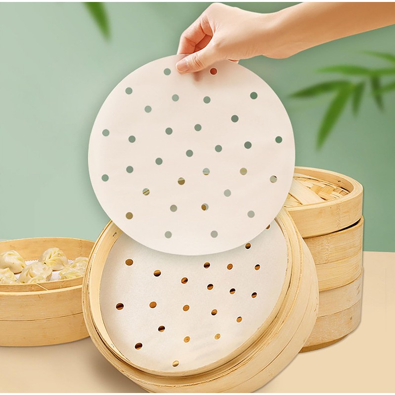 Steamer Paper, 200 Sheets Diameter of 12.6 Inch White Food