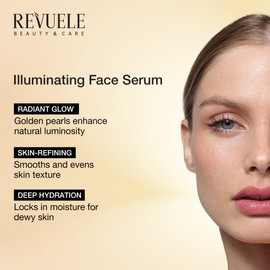 Revuele Illuminating Face Serum 1oz – Vitamin C, Niacinamide & Hyaluronic Acid Hydrating Serum with Golden Light-Reflecting Pearls