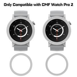 2 Pack Bezel Ring for CMF Watch Pro 2 Smartwatch, Replacement Metal Bezel Protector Case Accessories for CMF Watch Pro 2 Smartwatch for Men Women(Silvery)