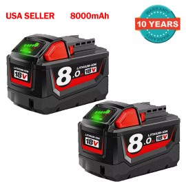 Unbranded Battery For Milwaukee for M18 18V 8AH 8.0AH Extended Lithium 48-11-1880 - 2PACK 8.0AH Battery