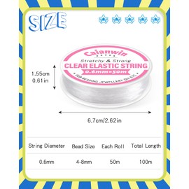 100M/0.6mm Bracelet String Caianwin Clear String Elastic Thread for Jewellery Making Necklace Bracelet Beading Thread & DIY Craft Projects String