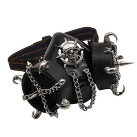 Steampunk Mask Men Masquerade Skeletal Spike Half Face Skull Mask Costume Cosplay (just mask)