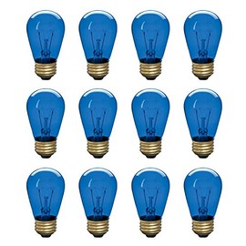 Xtricity Incandescent S14 Edison Light Bulb, String Light Replacement, E26 Medium Base, 130V, Blue (12 Pack)