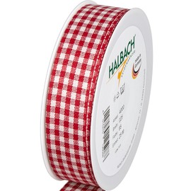 Decorative Red White Checked Ribbon Width 25 mm Roll 25 m