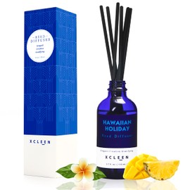 Xcleen Reed Diffuser Set for Home| 3.7 Oz(110ml) Hawaiian Holiday Fragrance Diffuser | with Mangoes, Pineapples, Peaches & Melons Scented Oil Sticks Diffuser, Air Fresheners for Home, Bathroom