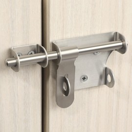 Door Bolt Double-Sided, SAYAYO Lock Bolt Stainless Steel Bolt Door Lock Interior Door Brushed Locking Sliding Bolt for Bedroom Door, Garden Gate, Window, Cabinet, EMS350U-LS