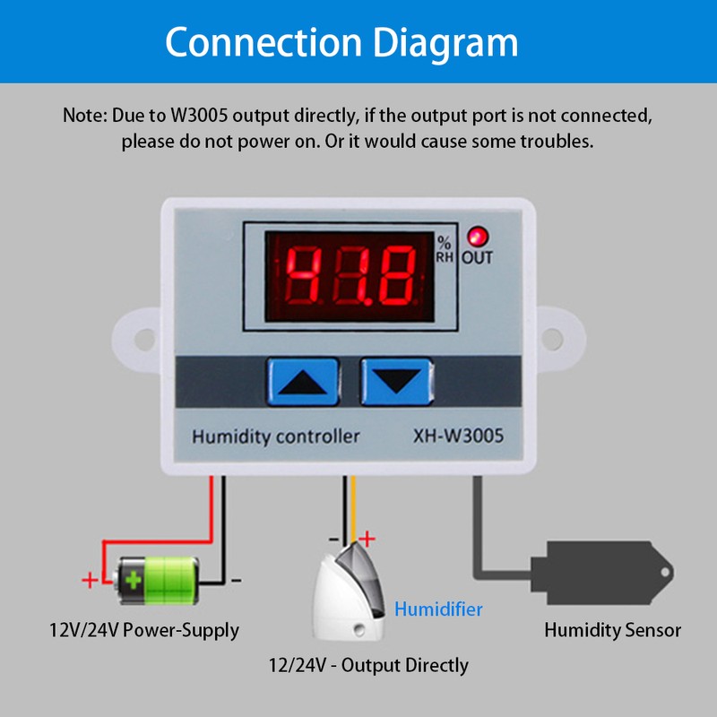 XH-W3005 Digital Humidistat Humidity Controller Regulator Hygrometer Indoor Outdoor Humidometer
