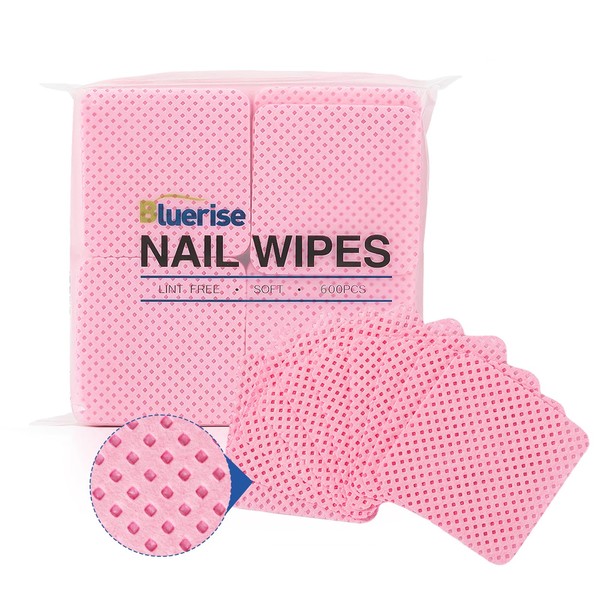 BLUERISE BLUERISE Lint Free Nail Wipes Pink 600pcs Nail Polish