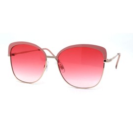 SA106 Womens Metal Rim Butterfly Half Rim Chic Sunglasses Gold Pink