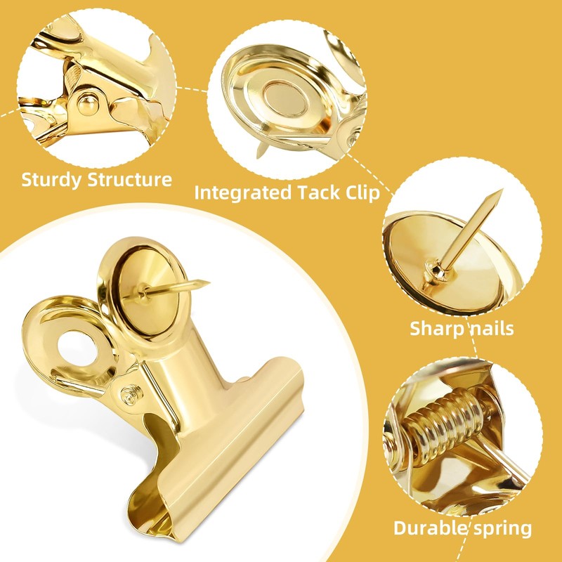 Golden Push Pins Clips (30 Pcs), Upgraded Thumb Tacks with