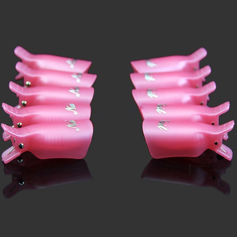 Useful 10Pcs Plastic Acrylic Nail Art Soak Off Clip UV