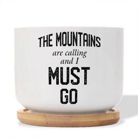 DecStic The Mountains are Calling and I Must Go Ceramic Planter Bible Verse Planters for Indoor Plants with Drainage Holes and Saucers Pot for Pots Outdoor Indoor Plants