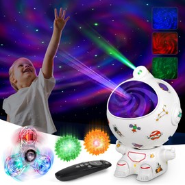 Joyreal Sensory Toys for Autism, Astronaut Galaxy Projector, 4pcs Sensory Lights Toy Set, Star Night Light with Timer and Remote, Party Favors Gift for Boys Girls 3 4 5 6 7 Years