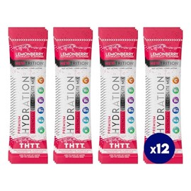 NewTrition Hydration Powder, Electrolyte Powder Packets, Naturally Flavored Hydrating Packets for Water, Fast Acting Hydrate Electrolytes with Vitamins C & D, Lemonberry, 12 Servings