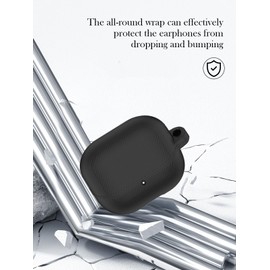Case for TOZO Hybrid Active Noise Cancelling Wireless Earbuds,Soft Protective,BOVUGAC Silicone Case Cover with Keychain & Cleaning Kit & Lanyard for TOZO Crystal Pods Earbuds Item Number：T11147-Black