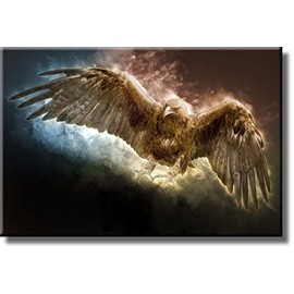 Golden Eagle Flying Picture on Stretched Canvas, Wall Art Décor, Ready to Hang