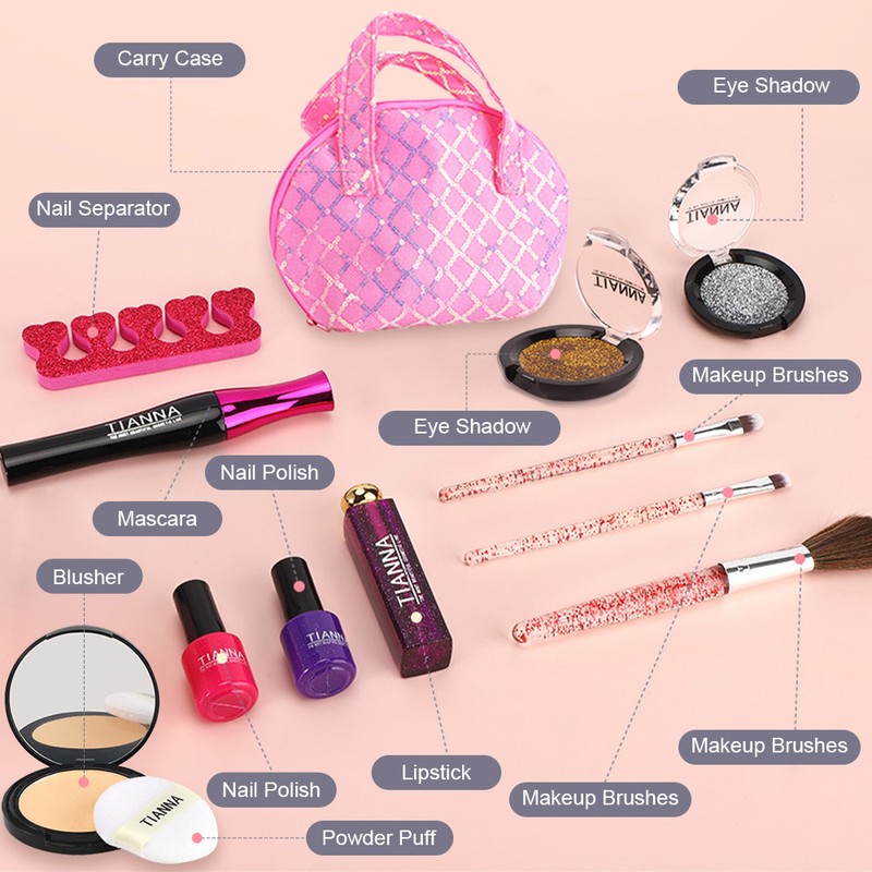 12pcs Girls Makeup Kit Real Kids Make Up Set Cosmetics