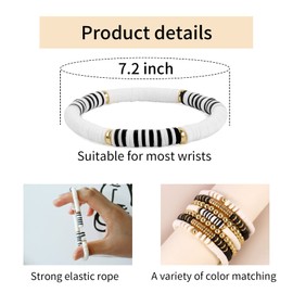 Heishi - Pulseras de abalorio para mujer, arcilla polimérica, coloridas, apilables, bohemias, para verano, playa, conjunto de joyas, Sin gemas.