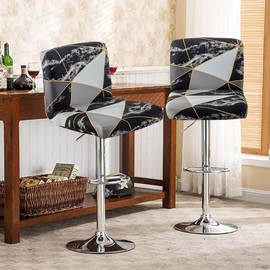 Levoberg Bar Stools Cover Set of 2 Printed Armless Swivel Barstools Slipcovers with Backs Stretch Square Counter Height Bar Stools Covers Mid Low Back Chair Cover for Kitchen Dining Room Bar #15