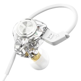 DUCK DANCE Wired Earbuds with Microphone Heavy Bass Zero Latency Wired Earphones with Mics for Audiophile Hi-Fi Headset with Microphone 3.5mm Jack or Type C (with Mic, Crystal White Metal)